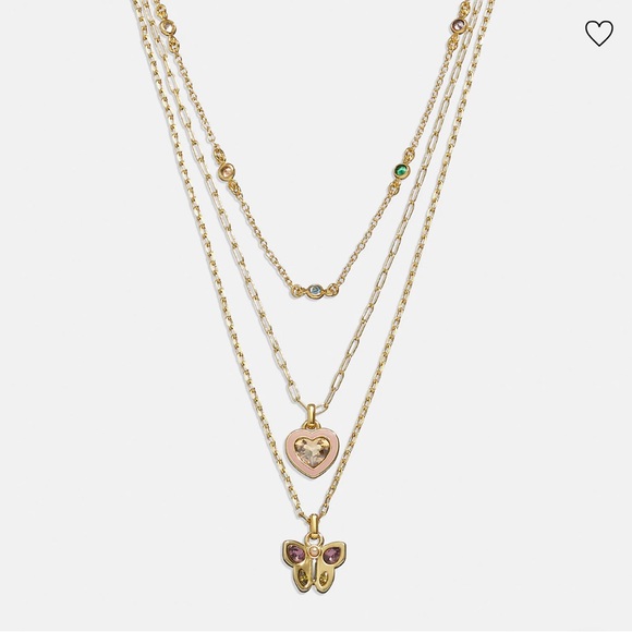 Coach Butterfly Charm Layered Necklace,nwt. - Picture 1 of 3